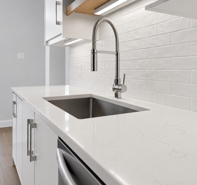 A live photo of the same clean sink from a different angle