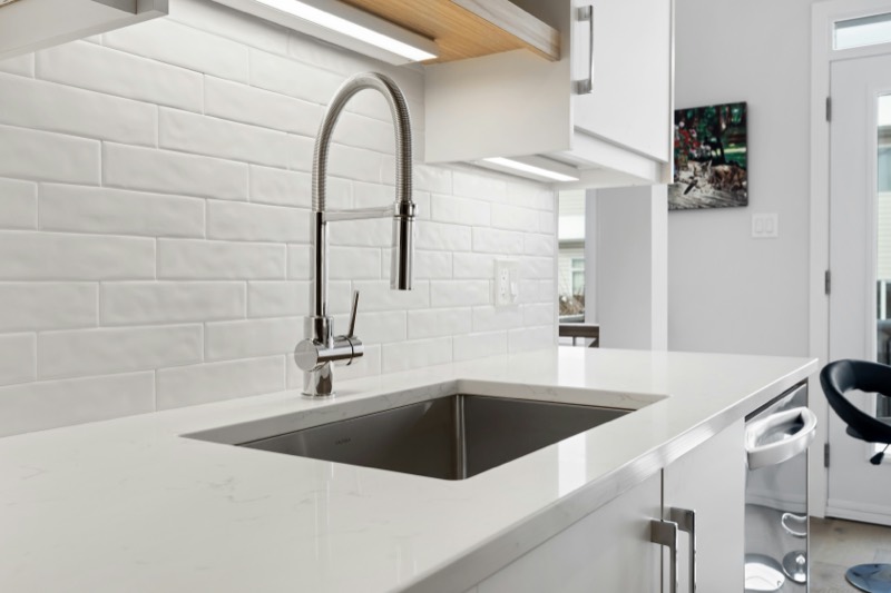 A clean, empty kitchen sink